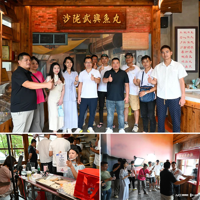 采访团与鱼丸运营团队交流中。